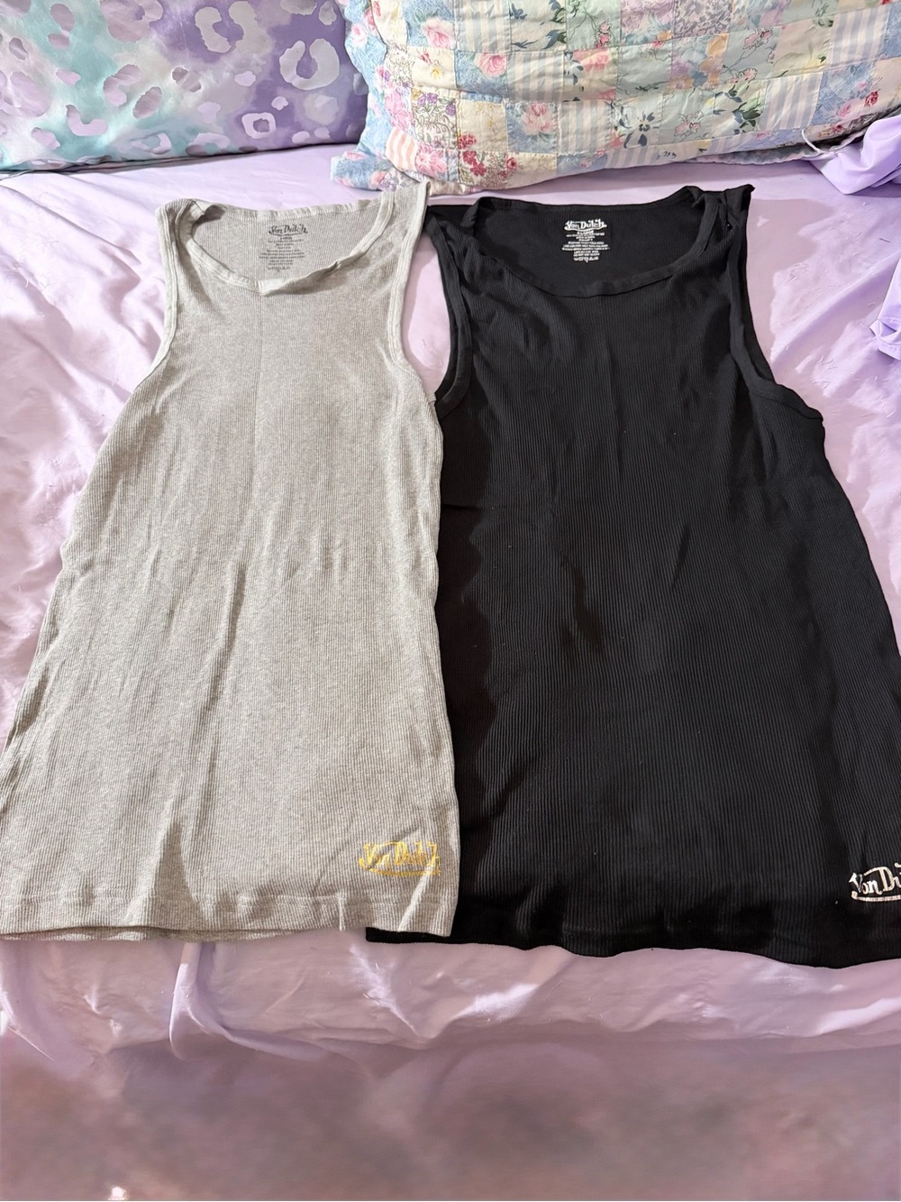 Von Dutch Men’s 2 Piece Tank Top - Gray and Black-EUC